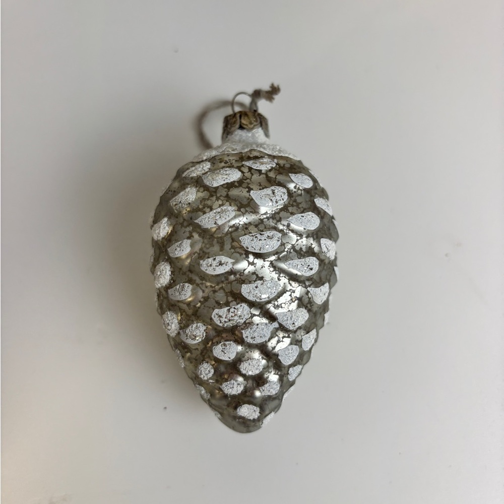 Silver Pinecone Holiday Ornament - Mercury Glass